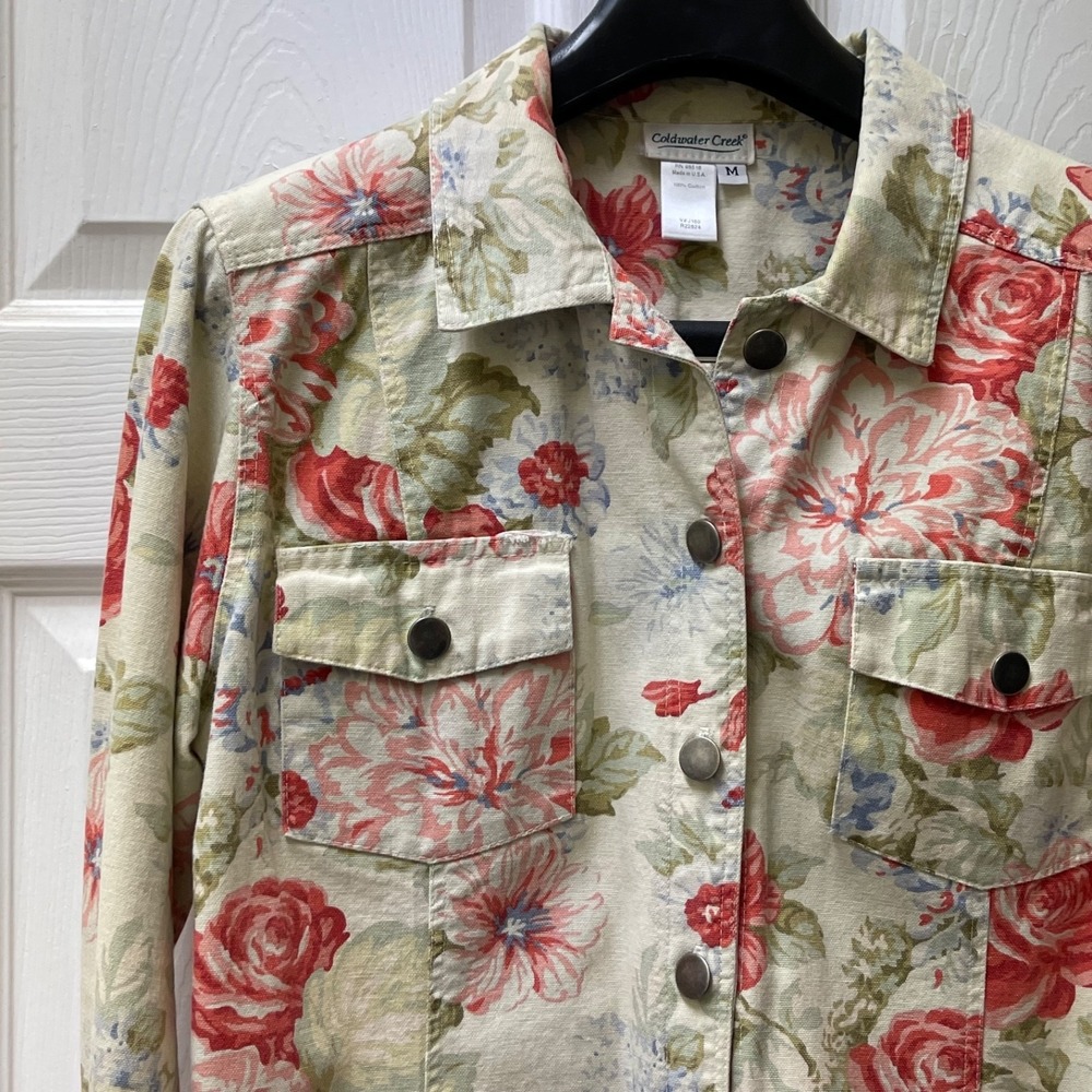 Vintage Coldwater Creek Med Floral Tapestry Jacket Cottagecore Cropped Boho 90's - Picture 1 of 13